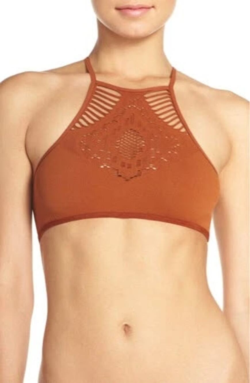 Free People Intimately Seamless Daybird Dawn Stretch Cutout Detail Bra in Copper